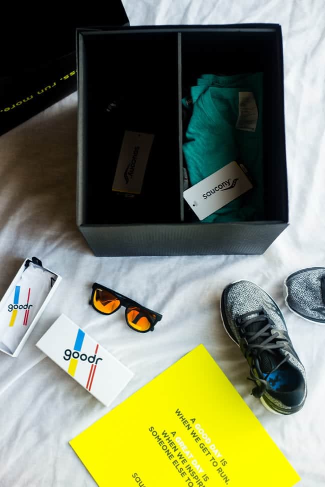 The Saucony RunBox - A great way to get all your running gear from the comfort of your own home! | Foodfaithfitness.com | @FoodFaithFit