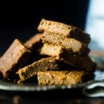 Healthy Gingerbread Blondies - These protein-packed blondies are butter/oil free, gluten free and only 70 calories! A secret ingredient keeps them SO dense and chewy. Perfect for Christmas and the Holidays! | Foodfaithfitness.com | @FoodFaithFit