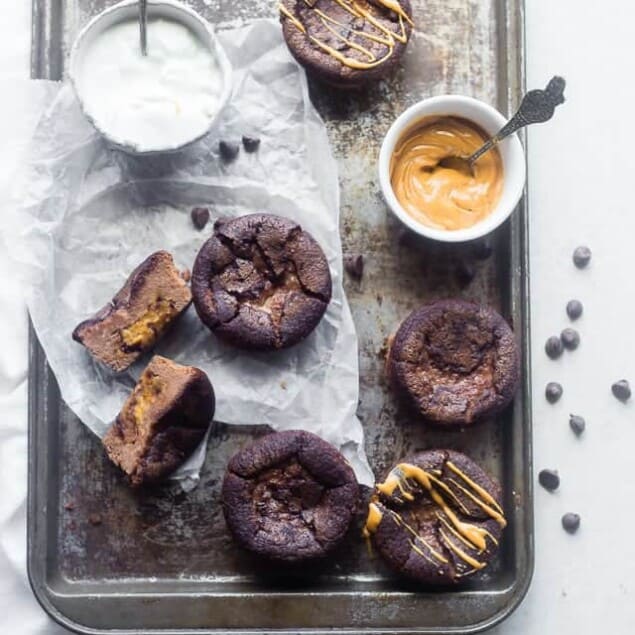 Cookie Dough Chocolate Egg Muffins - These 150 calorie, cookie dough stuffed muffins use a secret ingredient to makes them gluten free and protein packed! An easy, healthy snack or portable breakfast for busy mornings! | Foodfaithfitness.com | @FoodFaithFit