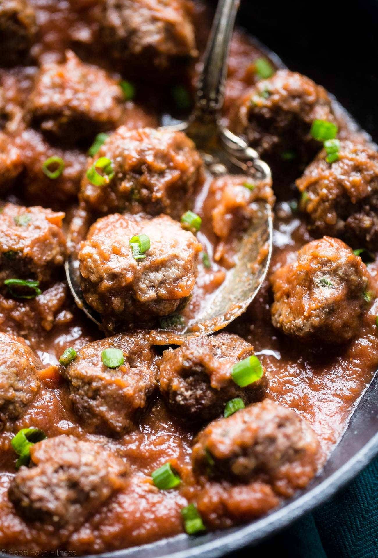 Whole30 Sweet and Sour Meatballs - These easy dairy free meatballs are a healthy remake of a classic recipe that is gluten free and whole30 complaint! They're a weeknight meal that everyone will love! | Foodfaithfitness.com | @FoodFaithFit