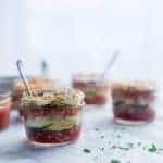 Mason Jar Zucchini Lasagna - The perfect, portable healthy meal that's great for meal prep! They're low carb, gluten free, packed with protein and only 250 calories! | Foodfaithfitness.com | @FoodFaithFit