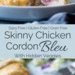 Healthy Baked Chicken Cordon Bleu - This dairy and gluten free chicken cordon bleu has a creamy cauliflower Alfredo sauce instead of cheese! It's an easy, low carb kid-friendly weeknight meal! | Foodfaithfitness.com | @FoodfaithFit
