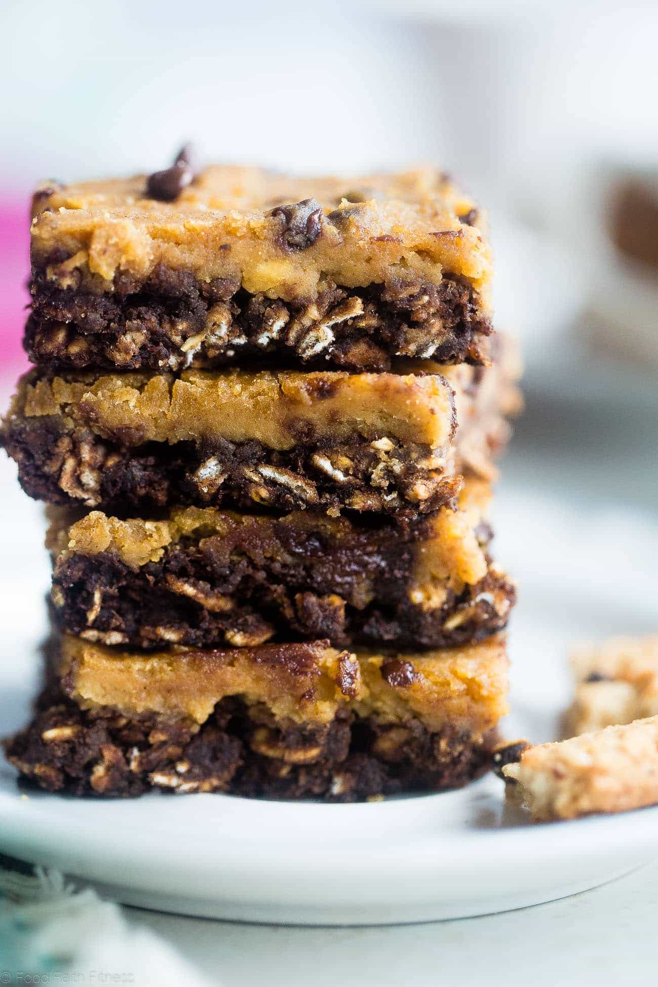 Vegan Cookie Dough Oatmeal Breakfast Bars - These gluten free breakfast bars let you feel like you're having dessert for breakfast! They're an easy, portable option to have for busy mornings! Great for meal prep! | Foodfaithfitness.com | @FoodFaithFit