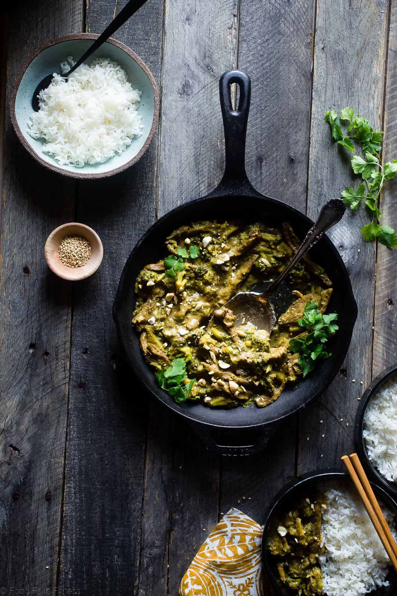 Whole30 Cashew Curry Beef and Broccoli - This quick and easy one pot curry beef and broccoli has creamy coconut milk and cashew butter! It's a healthy, low carb and whole30 approved weeknight meal! | Foodfaithfitness.com | @FoodFaithFit