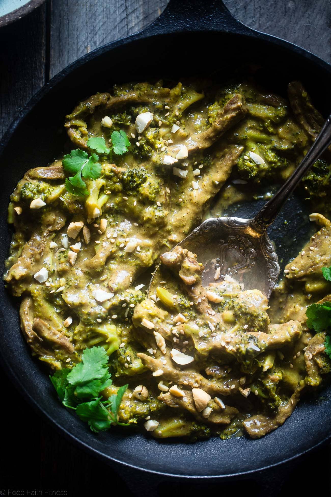 Whole30 Cashew Curry Beef and Broccoli - This quick and easy one pot curry beef and broccoli has creamy coconut milk and cashew butter! It's a healthy, low carb and whole30 approved weeknight meal! | Foodfaithfitness.com | @FoodFaithFit