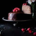 Raspberry Chocolate Vegan Crepe Cake -