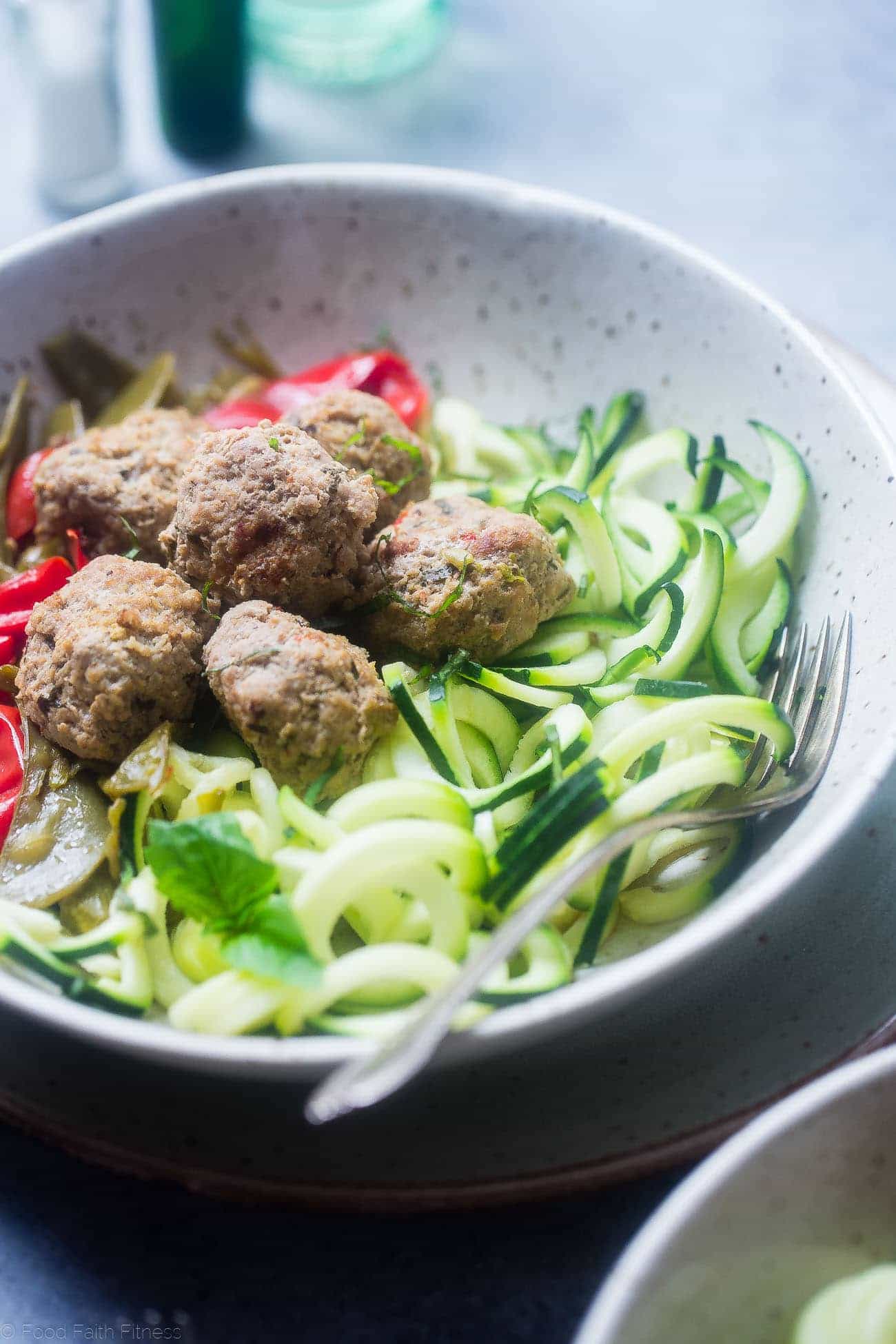 Whole30 Instant Pot Meatballs Primavera - These paleo chicken meatballs taste like pasta primavera! They're a healthy, gluten free and paleo spring meal for only 300 calories! | Foodfaithfitness.com | @FoodFaithFit