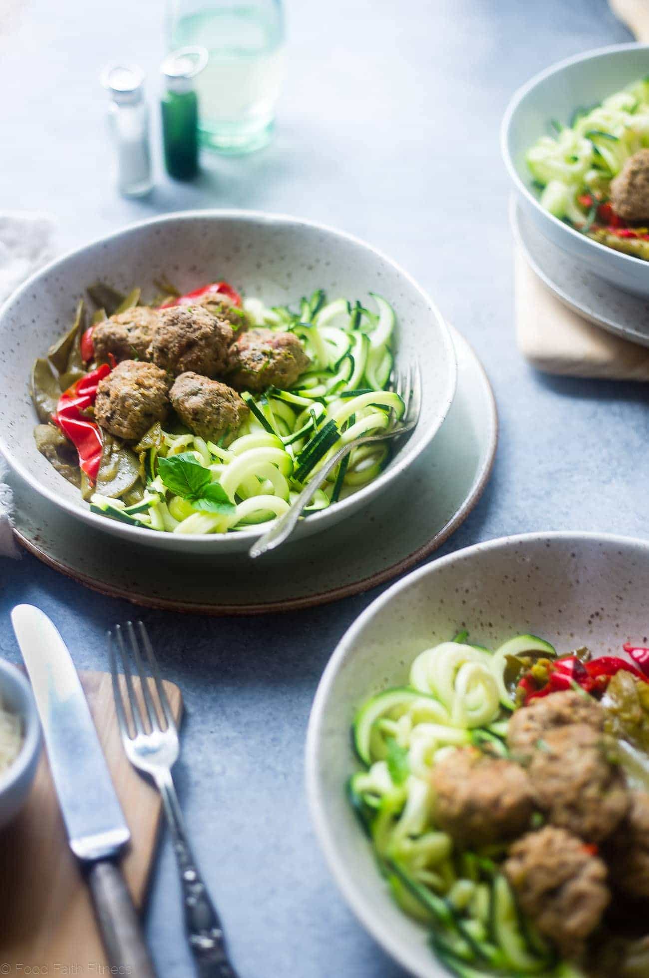 Whole30 Instant Pot Meatballs Primavera - These easy paleo Italian meatballs taste like pasta primavera! They're a healthy, gluten free and paleo spring meal for only 300 calories! | Foodfaithfitness.com | @FoodFaithFit