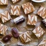 No Bake Almond Joy Bars on a cookie sheet. Recipe on Foodfaithfitness.com