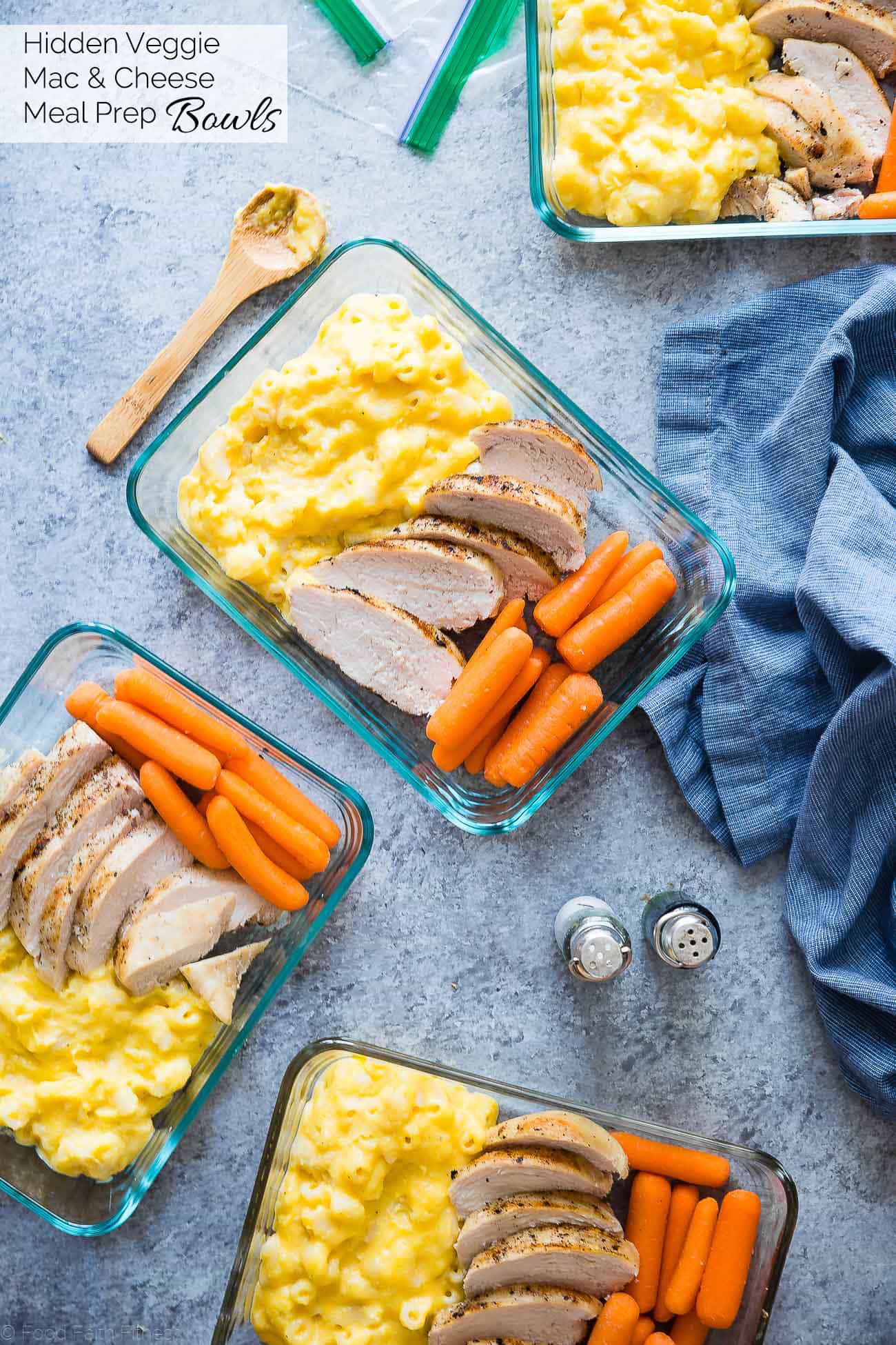 Hidden Veggie Healthy Mac and Cheese Meal Prep Bowls - An easy, gluten free, make-ahead lunch to get your family to eat veggies without complaining! Only 300 calories and perfect for school lunches! | Foodfaithfitness.com | @FoodFaithFit