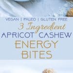 3 Ingredient No Bake Apricot Cashew Energy Bites - These  kid-friendly, vegan energy bites are a quick and easy, healthy snack for busy days! Gluten free and paleo friendly too! | Foodfaithfitness.com | @FoodFaithFit