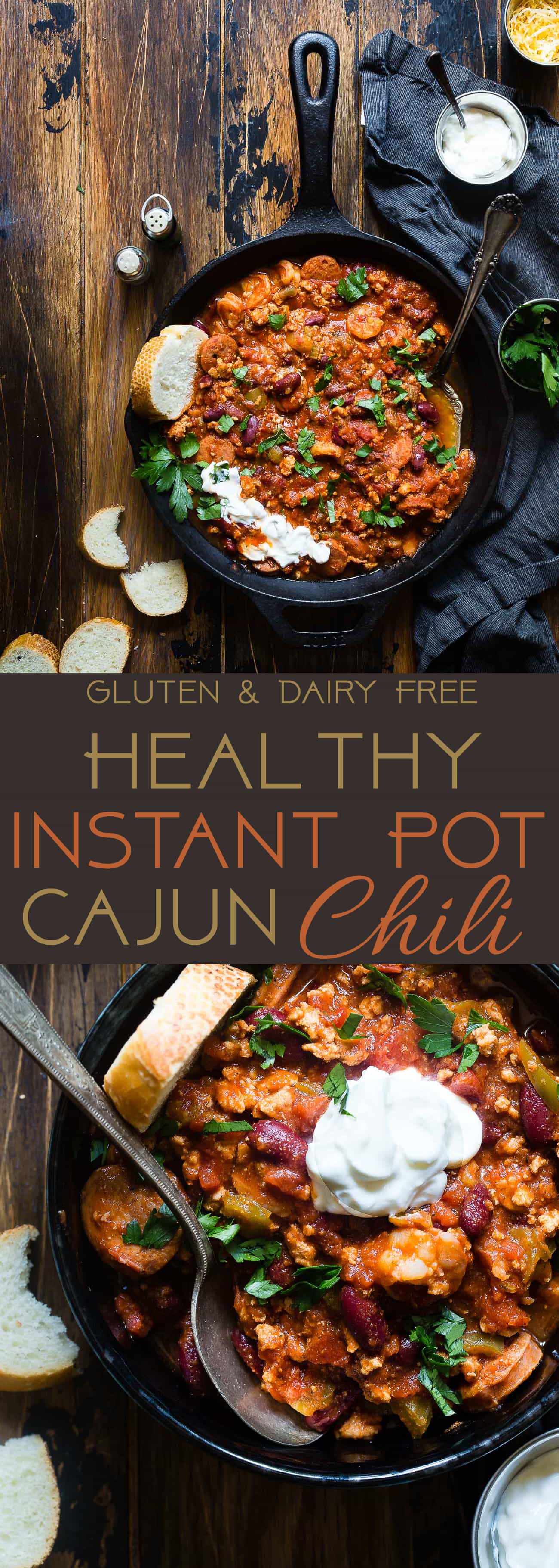 Instant Pot Cajun Chili - This quick and easy, healthy Instant Pot chili, with a little Cajun flair, is sure to become a family favorite! It's dairy/grain/gluten free, makes great leftovers and freezes great! Perfect for meal prep! | Foodfaithfitness.com | @FoodFaithFit | Easy chili recipes. gluten free chili. slow cooker chili. crock pot chili. slow cooker chili recipe. quick and easy chili. healthy chili recipes.