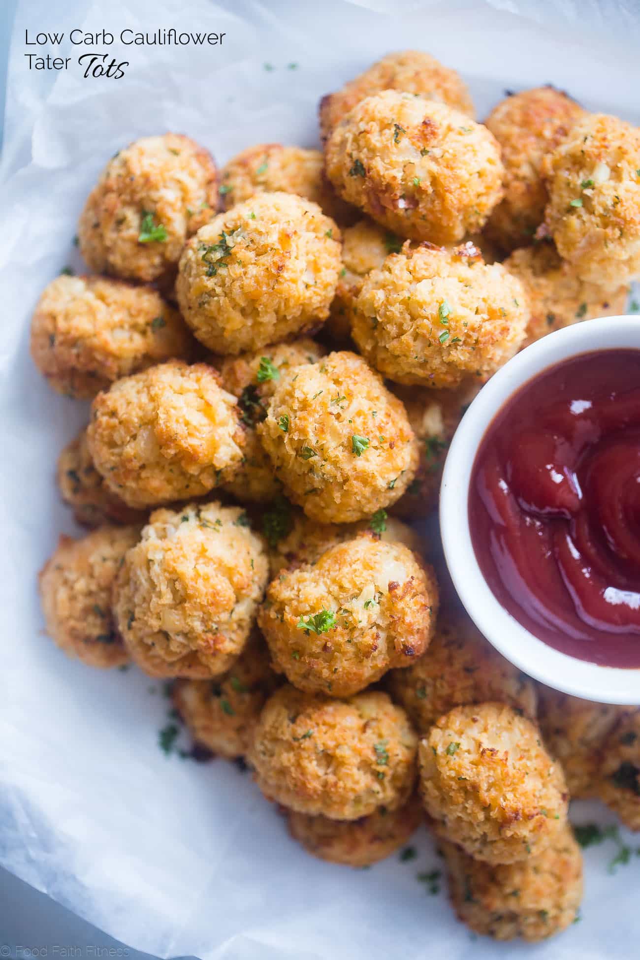 How to Make Cauliflower Tater Tots - Ever wondered how to make low carb cauliflower tater tots? Learn two easy ways – a paleo and cheesy version – to make your favorite treat healthy, gluten free and grain free!  | Foodfaithfitness.com | @FoodFaithFit