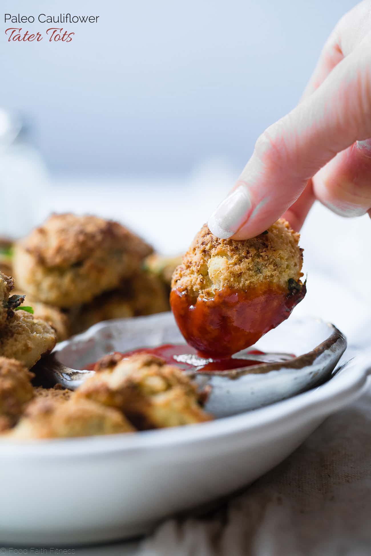 How to Make Cauliflower Tater Tots - Ever wondered how to make low carb cauliflower tater tots? Learn two easy ways – a paleo and cheesy version – to make your favorite treat healthy, gluten free and grain free!  | Foodfaithfitness.com | @FoodFaithFit