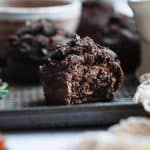 Healthy Gluten Free Chocolate Pumpkin Muffins - SO moist and chewy! Made with whole grains, dairy free, low fat, only 140 calories!  Perfect for breakfast or snack and kid friendly too! | Foodfaithfitness.com | @FoodFaitFit