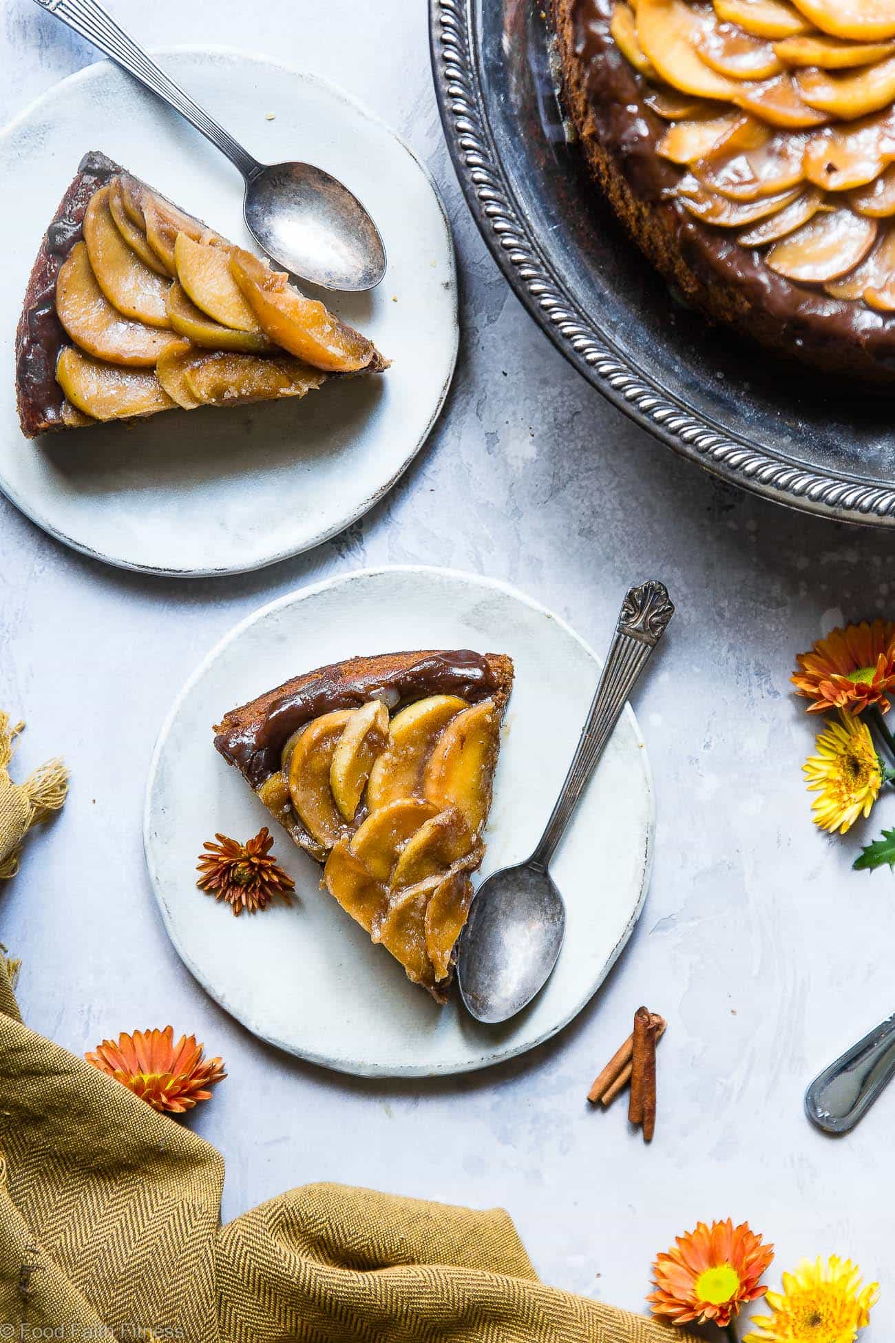 Paleo Caramel Apple Cheesecake - You will never believe this creamy caramel apple paleo cheesecake is vegan friendly and gluten, grain and dairy free! The perfect healthy comfort food dessert for the fall! | Foodfaithfitness.com | @FoodFaithFit