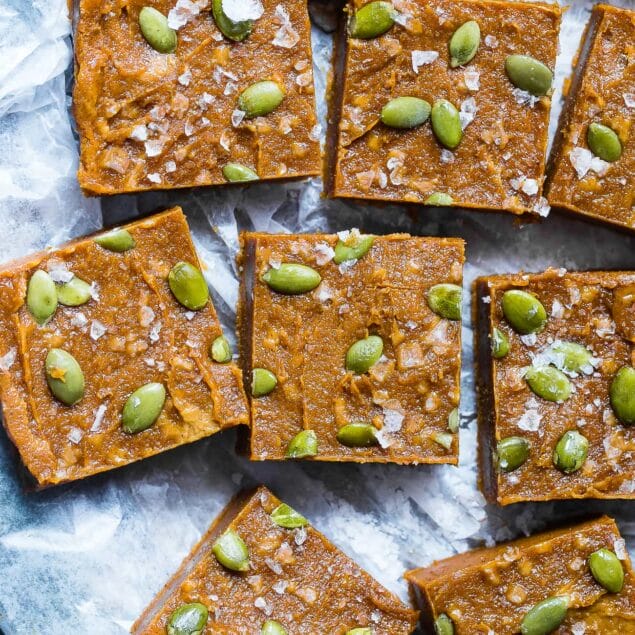 Sugar Free Vegan Pumpkin Freezer Fudge - This sugar free fudge requires only a few minutes to make and is naturally sweetened with dates! It's gluten, grain and dairy free and SO creamy! | Foodfaithfitness.com | @FoodFaithFit