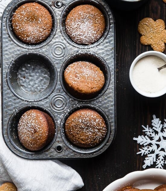 The BEST Healthy Gluten Free Gingerbread Muffins  - This truly is the best healthy gingerbread muffin recipe! Dairy and egg free, vegan friendly and only 5 ingredients and perfect for Christmas morning! | Foodfaithfitness.com | @FoodFaithFit