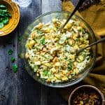 Curry Cashew Shredded Cabbage Salad with Apples - A sugar and gluten free healthy salad that is mixed with a creamy curry dressing and crunchy cashews! A healthy, paleo and whole30 side dish that everyone will love! | Foodfaithfitness.com | @FoodFaithFit