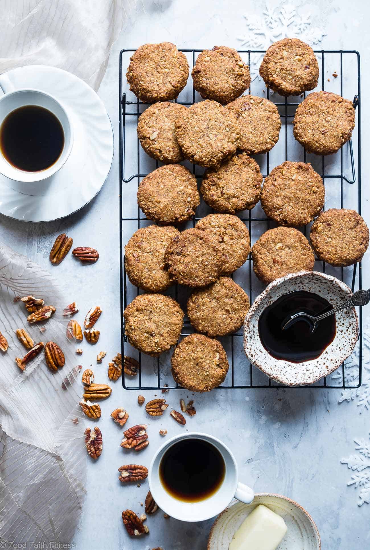 Chewy Butter Pecan Cookies - These 6 ingredient, gluten free Butter Pecan Cookies are perfectly crisp on the outside and chewy on the inside! A paleo and vegan friendly, dairy-free treat for the holidays! | Foodfaithfitness.com | @FoodFaithFit