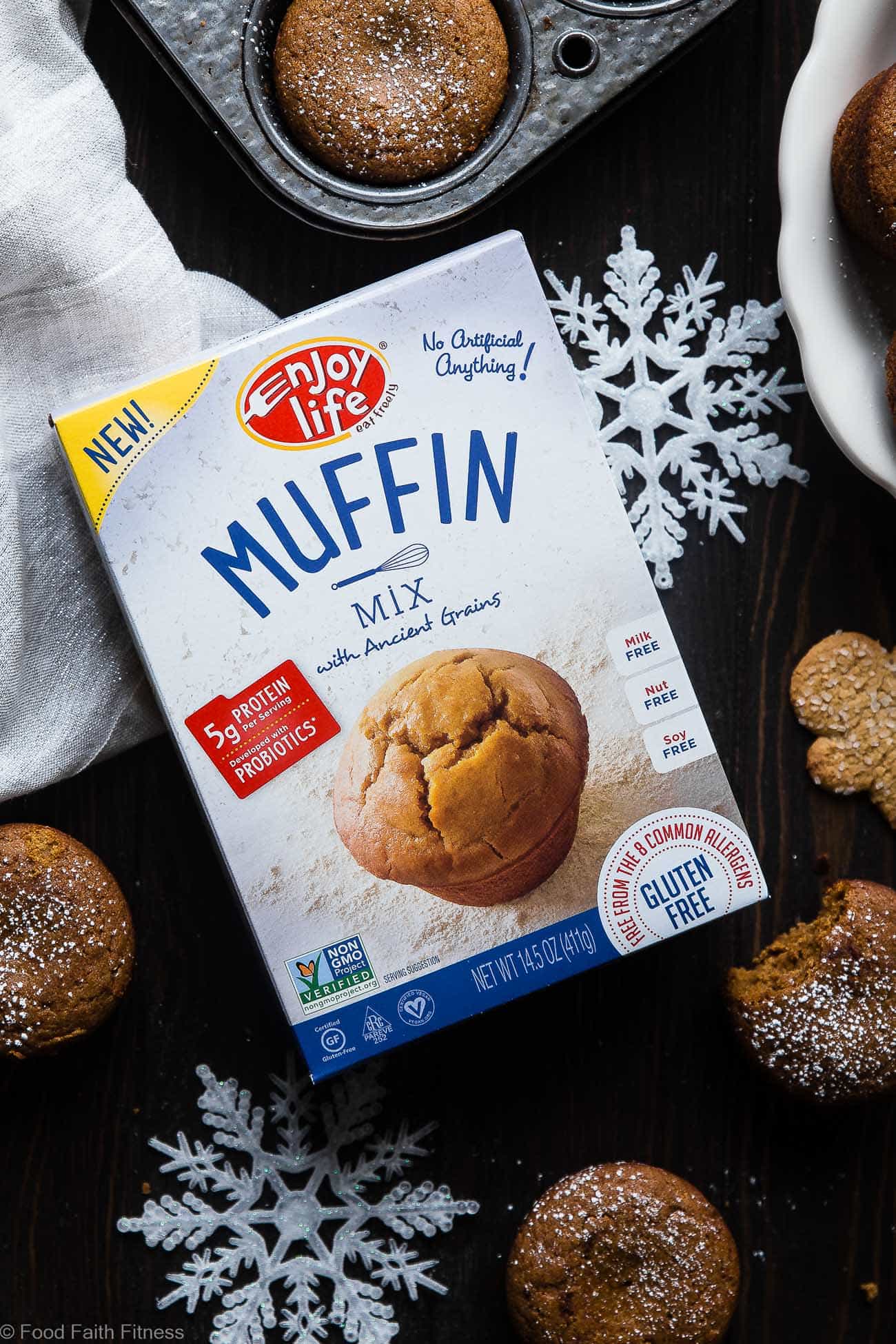  The BEST Healthy Gingerbread Muffins  - This truly is the best healthy gingerbread muffin recipe! Dairy and egg free, vegan friendly and only 5 ingredients and perfect for Christmas morning! | Foodfaithfitness.com | @FoodFaithFit