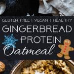 Gingerbread Protein Oatmeal - This quick and easy, high protein oatmeal tastes like waking up and eating a gingersnap cookie! It's a healthy, gluten free breakfast for kids and adults and it's ready in only 10 minutes! | Foodfaithfitness.com | @FoodFaithFit