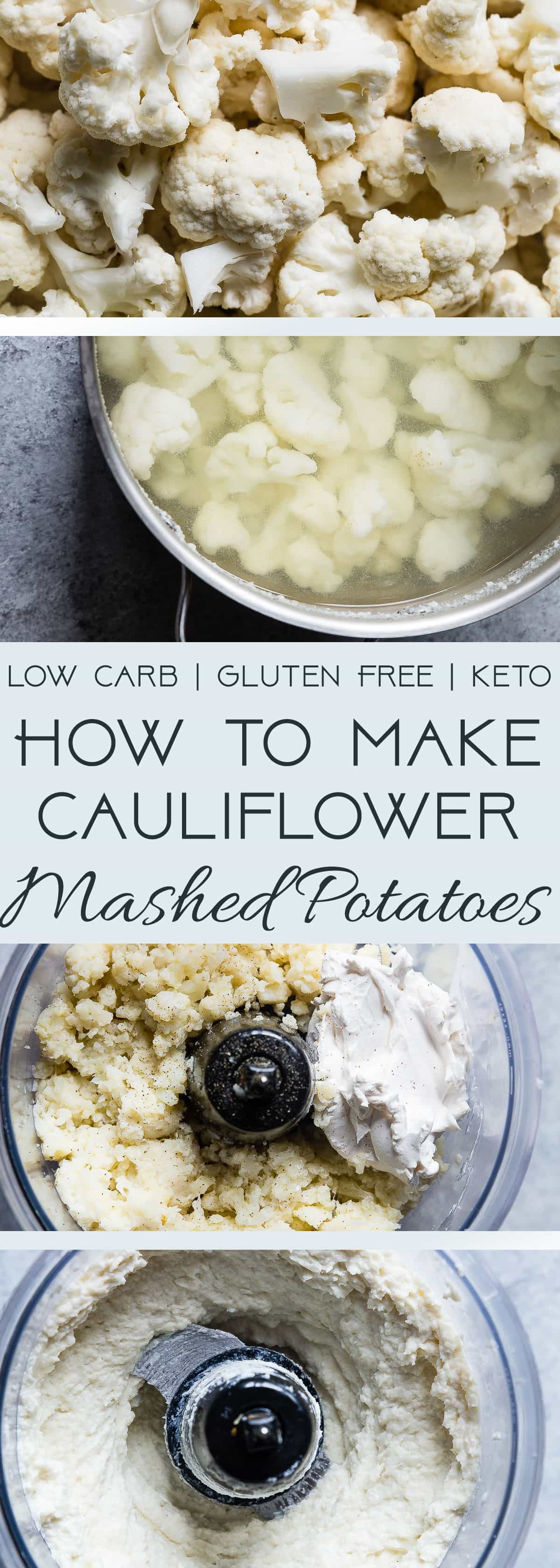 How To Make Cauliflower Mashed Potatoes - An easy, step-by-step guide with photos that shows you how to make mashed cauliflower, that tastes like mashed potatoes, but are keto, low carb, gluten free and healthy! | Foodfaithfitness.com | @FoodfaithFit | vegan cauliflower mashed potatoes. keto cauliflower mashed potatoes. healthy thanksgiving recipes. healthy thanksgiving side dishes. healthy cauliflower recipes. low carb cauliflower recipes. weight watchers cauliflower mashed potatoes