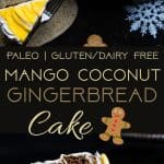 Gluten Free Mango Gingerbread Cake with Coconut Cream - This spicy-sweet, show stopping gluten free gingerbread cake is studded with juicy, fresh mangoes to create a healthy, paleo-friendly, festive dessert for the Holidays! | Foodfaithfitness.com | @FoodFaithFit