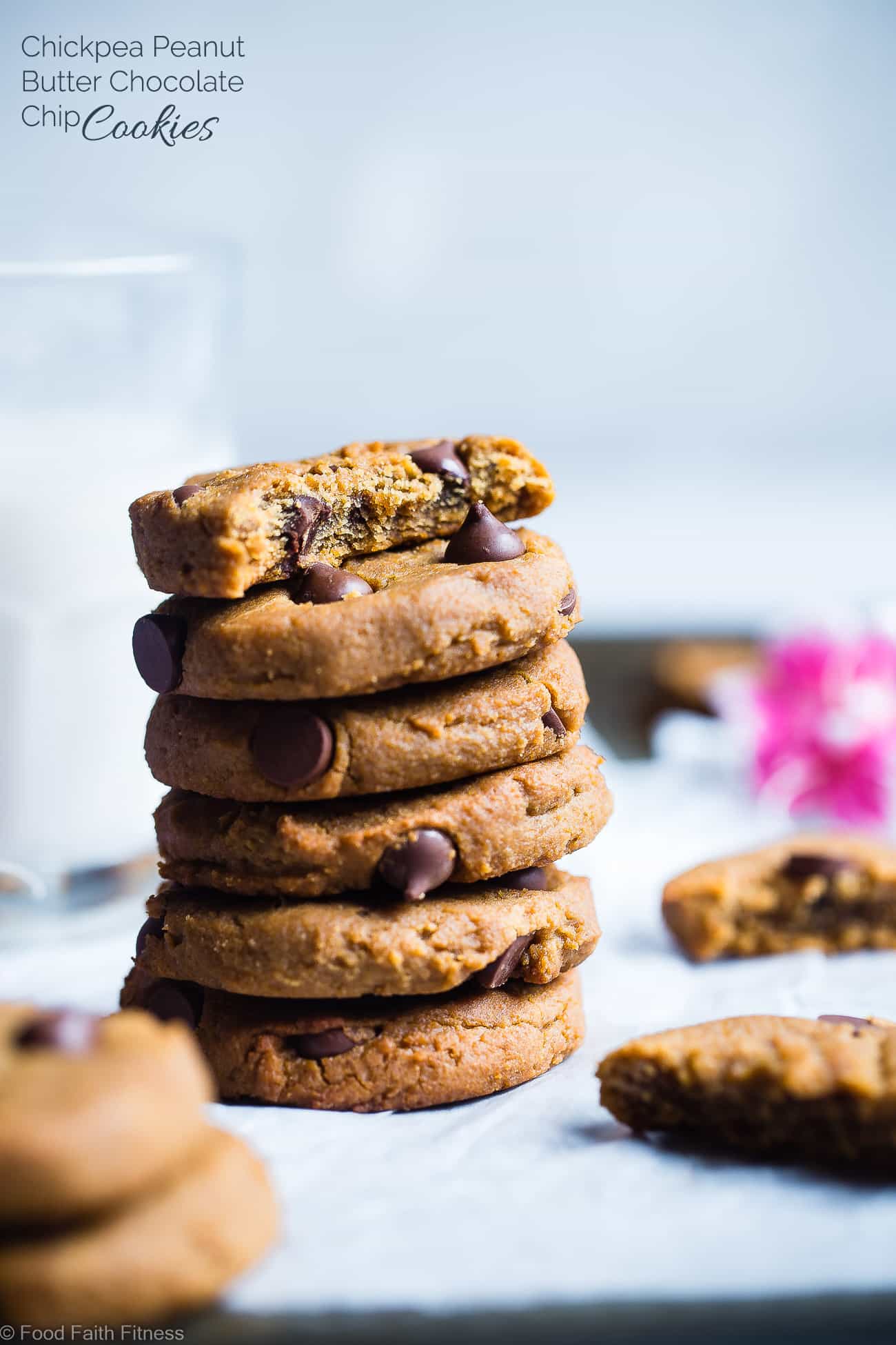 Peanut Butter Chickpea Chocolate Chip Cookies - These kid-friendly, vegan cookies are SO soft and chewy! You would never believe they are healthy and gluten/grain/dairy/egg AND refined sugar free! | Foodfaithfitness.com | @FoodFaithFit