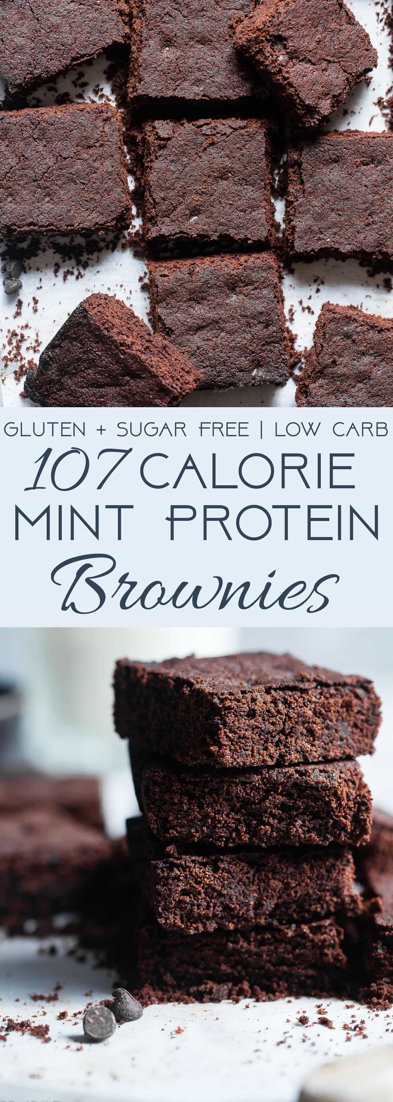 Low Carb Keto Protein Brownies - SO dense and chewy you would never believe they are only 107 calories and sugar/grain/dairy/gluten free and paleo friendly! The perfect healthy treat! | Foodfaithfitness.com | @FoodFaithFit | paleo brownies. keto brownies. low carb brownies. gluten free brownies. mint chocolate brownies.