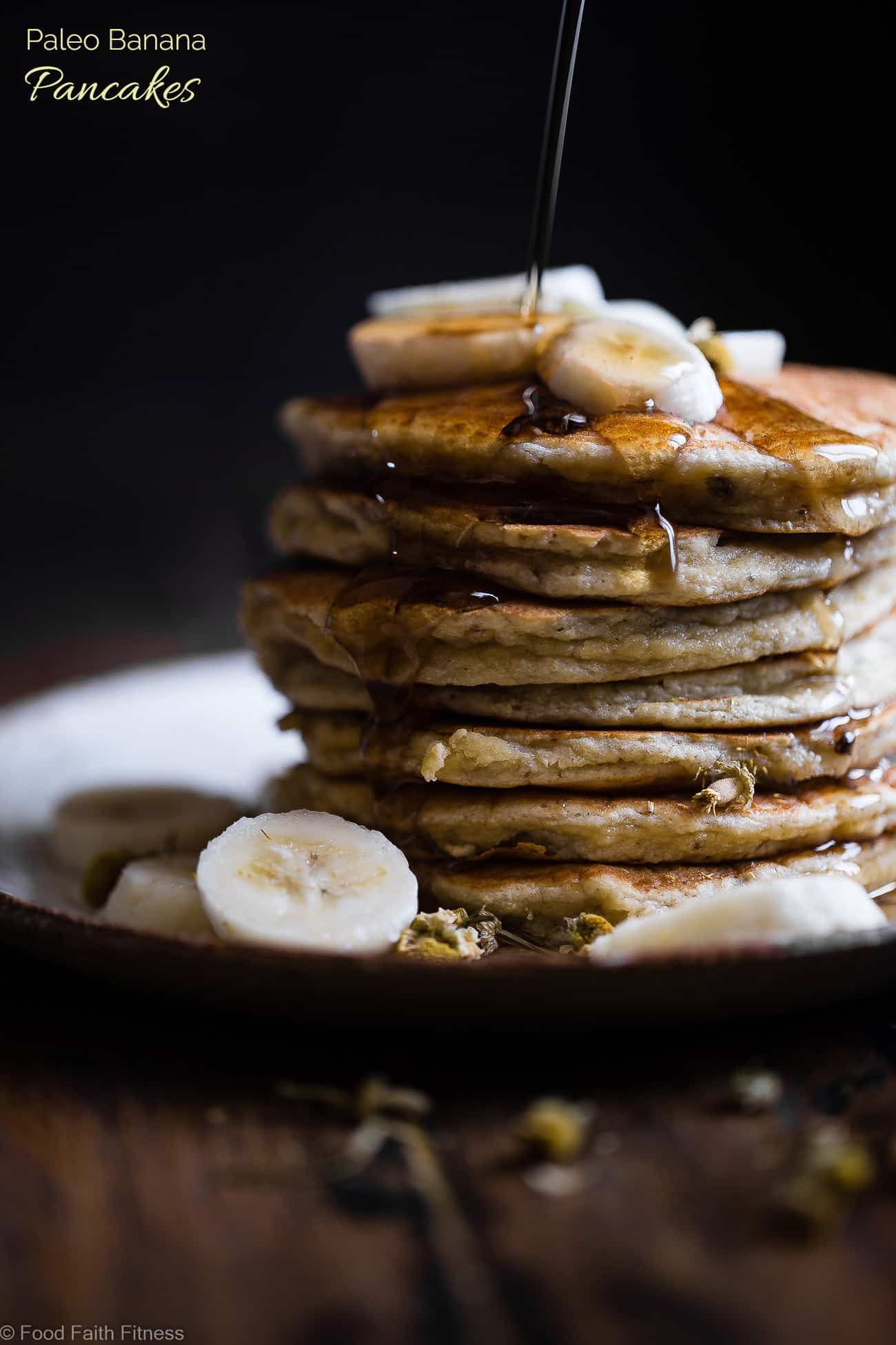 Easy Paleo Banana Pancakes with Coconut Flour - These quick and easy banana pancakes are naturally sweetened, gluten, grain and dairy free and SO light and fluffy! The perfect healthy start to your day or weekend breakfast! | Foodfaithfitness.com | #Foodfaithfitness | #Paleo #Glutenfree #Pancakes #Grainfree