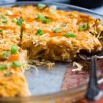 Paleo Buffalo Chicken Baked Spaghetti Squash Casserole -  This EASY, keto and whole30 casserole is only 7 ingredients, 320 calories and packed with protein! It's a family friendly, low carb, weeknight dinner that even picky eaters will love! | #Foodfaithfitness | #Keto #paleo #glutenfree #whole30 #kidfriendly
