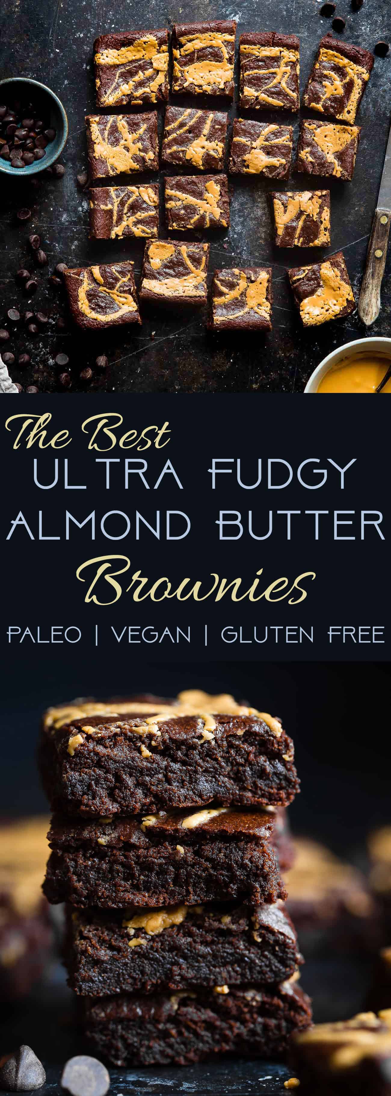 The BEST Paleo Almond Butter Brownies - SO dense, chewy and fudgy that will never believe these are vegan, gluten/grain/dairy/oil free and only 150 calories! Made in one bowl and SO easy! | #Foodfaithfitness | #Paleo #glutenfree #brownies #paleobrownies #almondbutter
