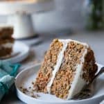 Low Carb Sugar Free Carrot Cake - this healthy, sugar free carrot cake is SO moist and tender, you'll never know it's gluten, oil and butter free, made with Greek yogurt, only 170 calories and 5 WW Freestyle points! Perfect for Easter! | #Foodfaithfitness | #Lowcarb #sugarfree #glutenfree #carrotcake #easter