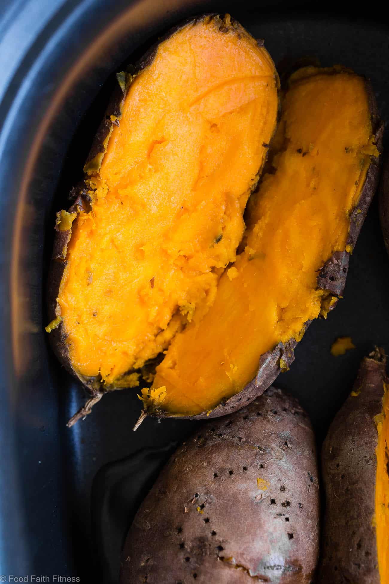 How to Cook Sweet Potatoes in the Crock Pot - Let the slow cooker do all the work for you! These sweet potatoes are SO easy and come out perfect EVERY TIME! A healthy, paleo, vegan and whole30 side dish! | #Foodfaithfitness | #Paleo #Glutenfree #Healthy #Slowcooker #Crockpot