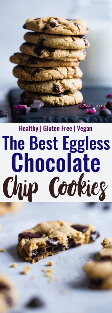 Eggless Chocolate Chip Cookies collage photo