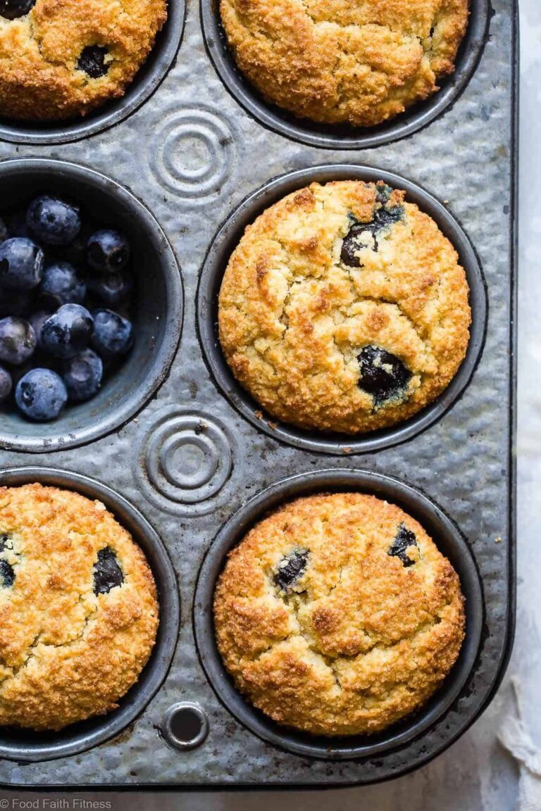 Low Carb Sugar Free Keto Blueberry Muffins with Almond Flour