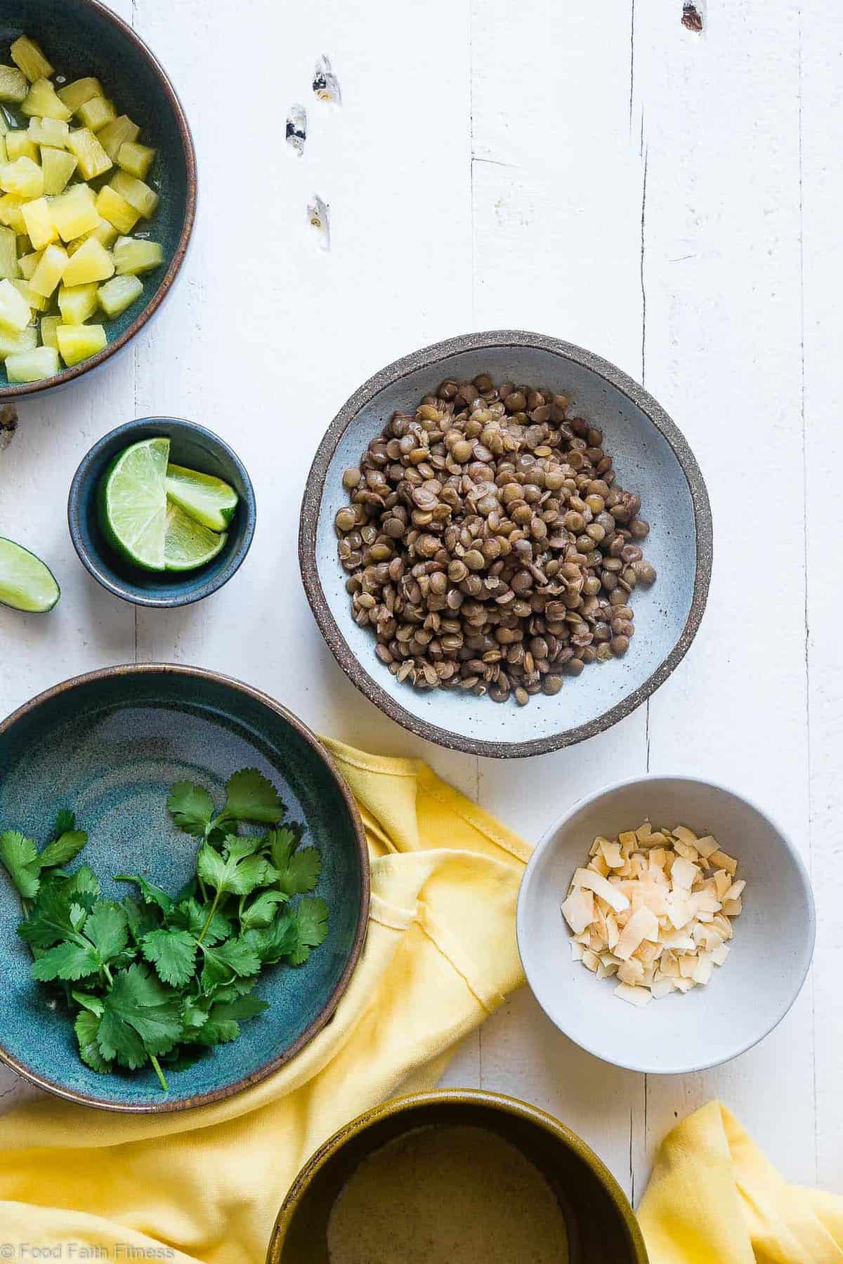 Caribbean Lentil Salad - This easy, healthy cold lentil salad recipe has a Caribbean-inspired, tropical twist! It's a vegan-friendly, gluten free meal that's packed with plant-based protein! Make-ahead friendly and great for meal prep! | #Foodfaithfitness | #Vegan #Healthy #Plantbased #Salad #Healthy