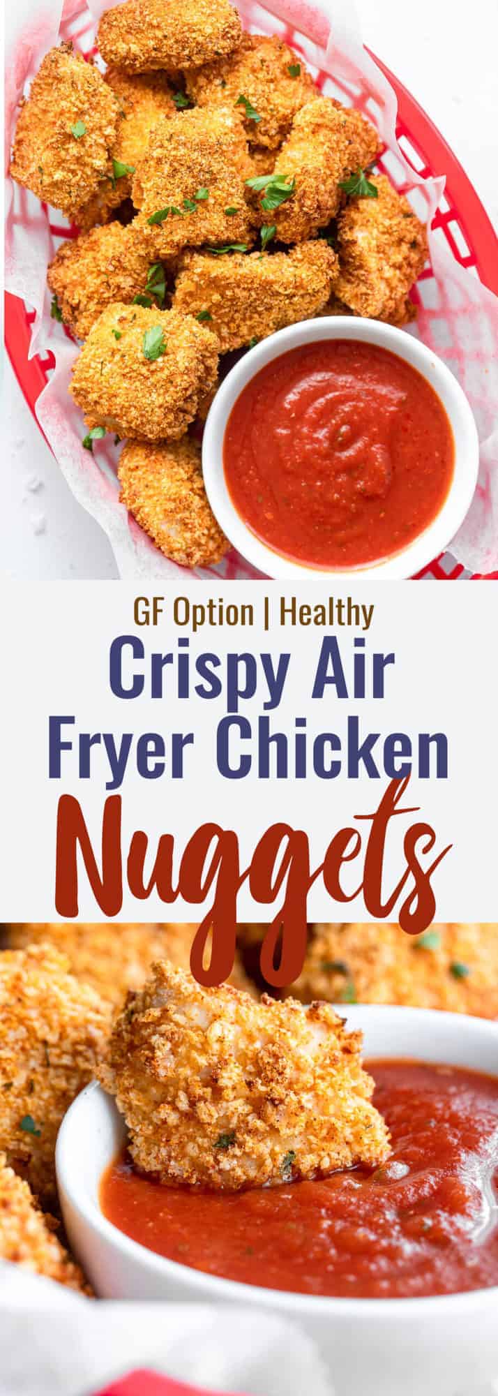 Air fryer chicken nuggets collage photo