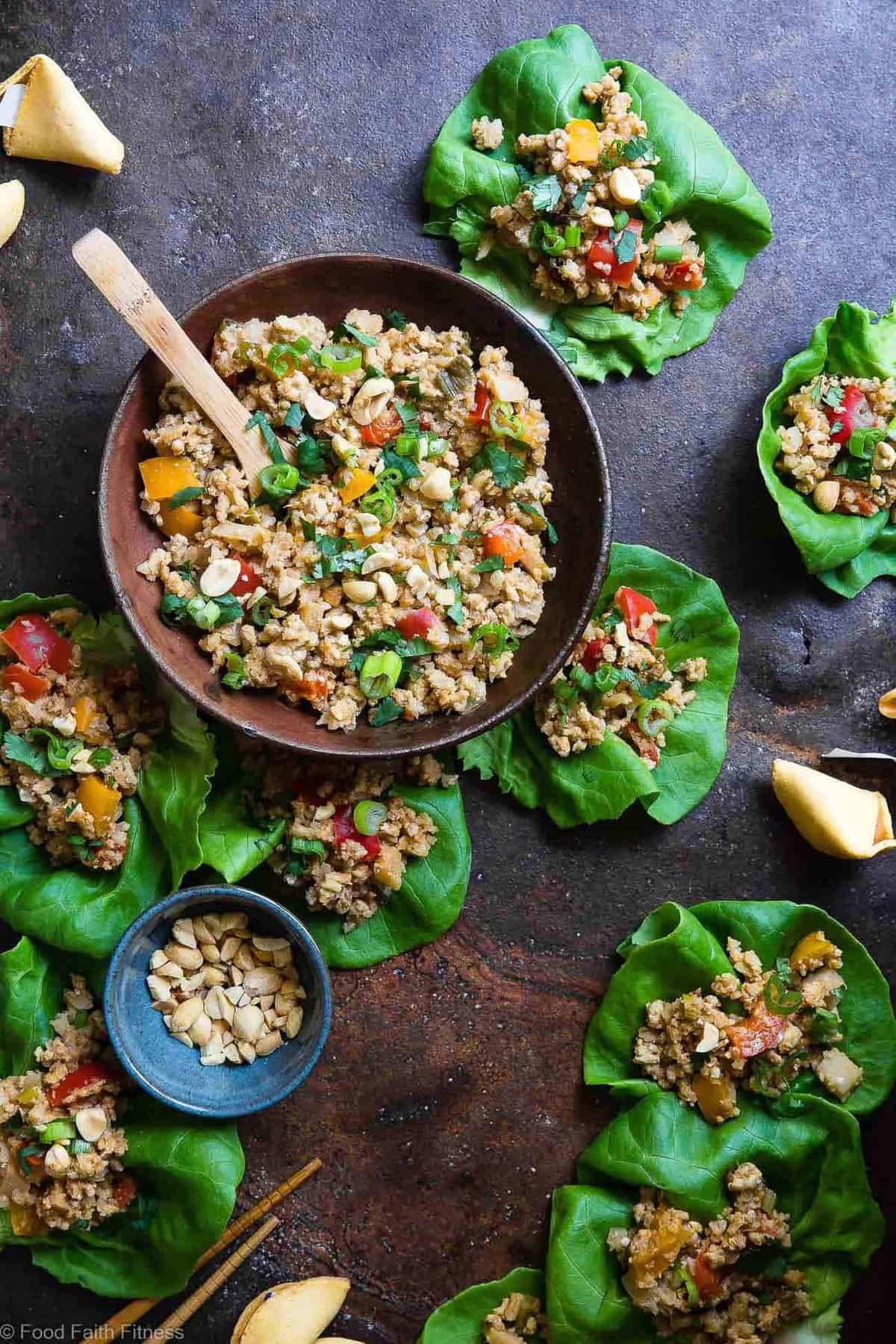 Asian Crockpot Lettuce Wraps - These healthy Lettuce Wraps couldn't be easier! The slow cooker does all the work for you and they're secretly veggie packed and paleo, gluten free, whole30 and under 350 calories! | #Foodfaithfitness | #Glutenfree #Healthy #Paleo #Whole30 #SlowCooker