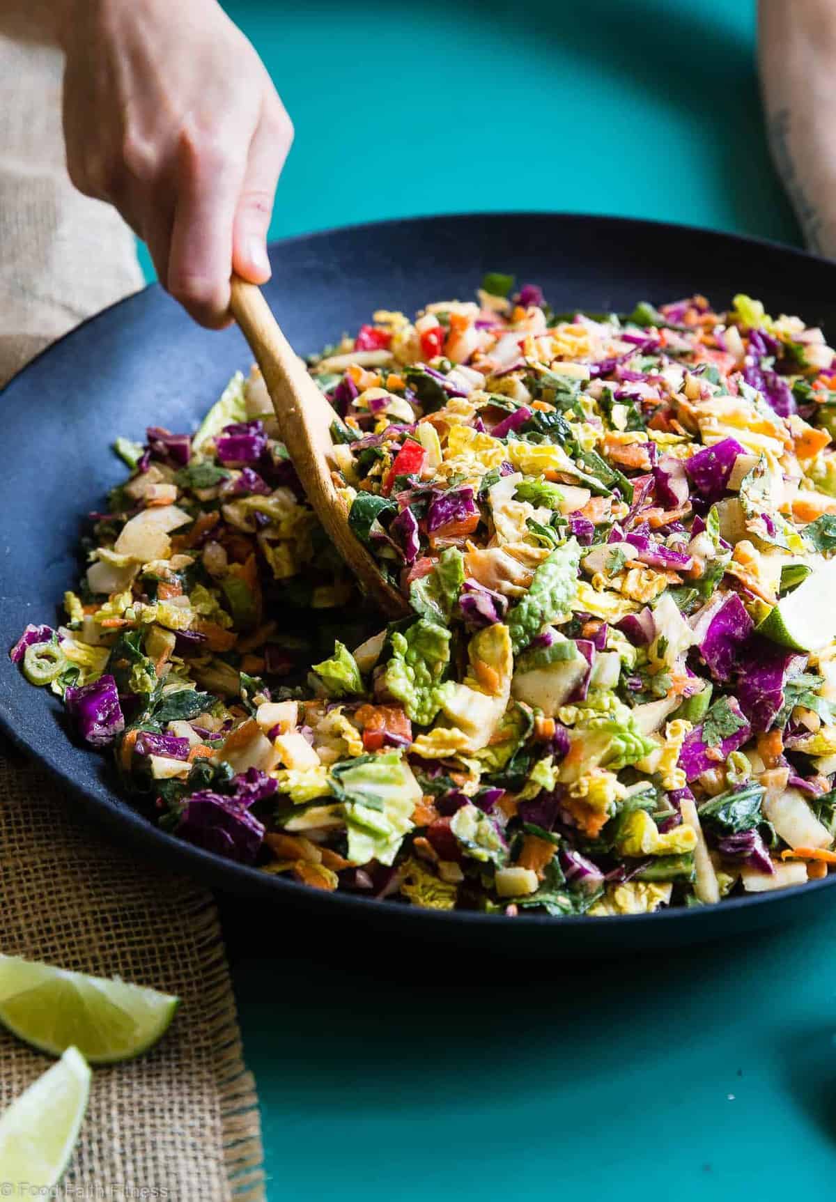 Oriental Coleslaw being served from a wok
