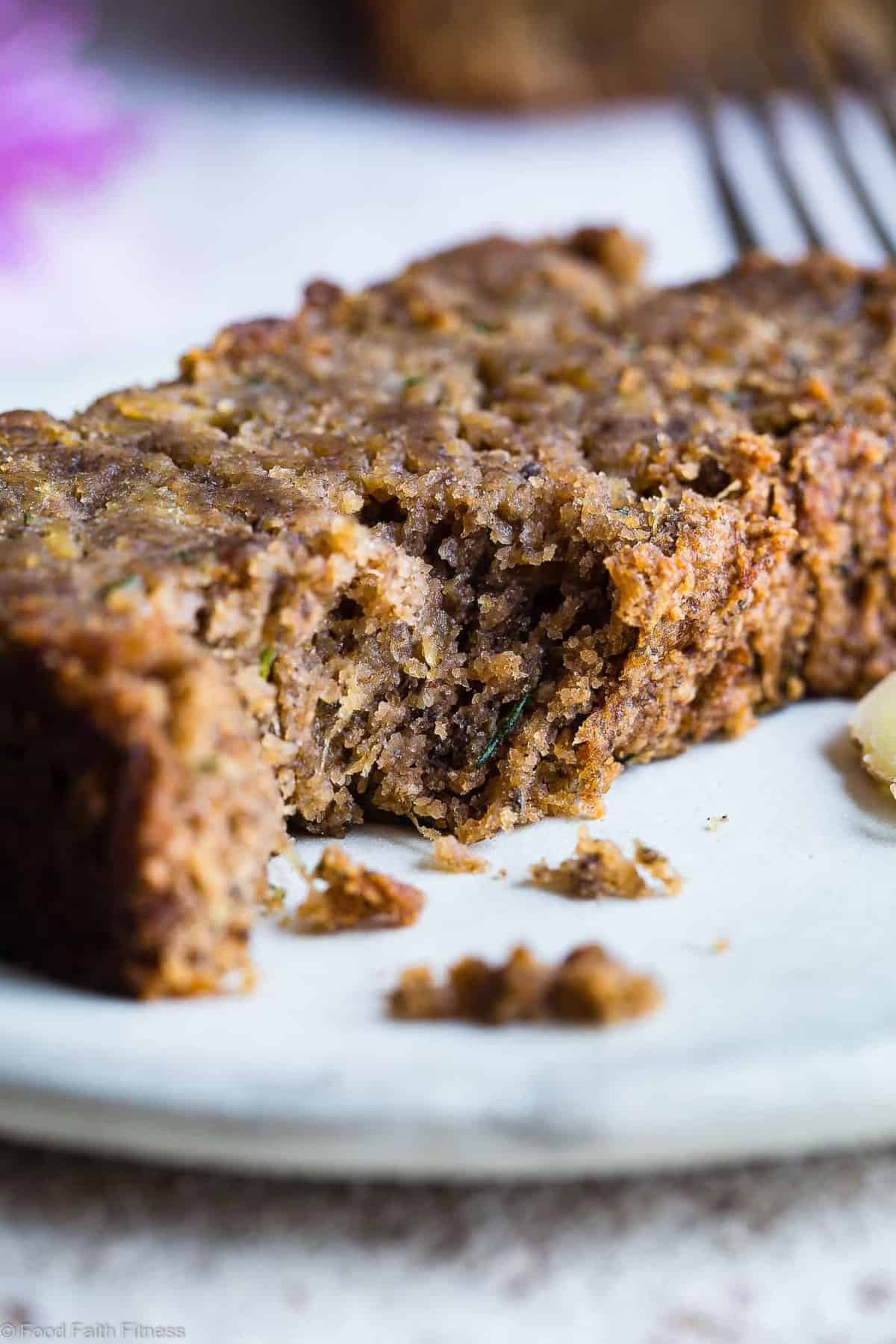 Five Spice Eggless Vegan Zucchini Bread - This healthy, gluten free zucchini bread has ADDICTING spicy-sweet flavor and is SO moist and tender! You'll never know it's dairy and grain free and paleo friendly! Freezer friendly too! | #Foodfaithfitness | #Glutenfree #Vegan #Paleo #Dairyfree #Healthy