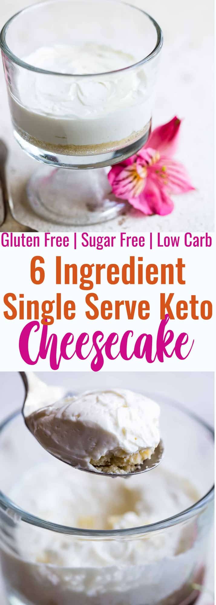 Easy Sugar Free No Bake Keto Cheesecake For One - Only 5 ingredients and gluten/grain/sugar free, low carb, keto friendly and protein PACKED! The BEST way to get your healthy dessert fix because you don't have to share! | #Foodfaithfitness | #Glutenfree #Keto #Lowcarb #Sugarfree #Cheesecake