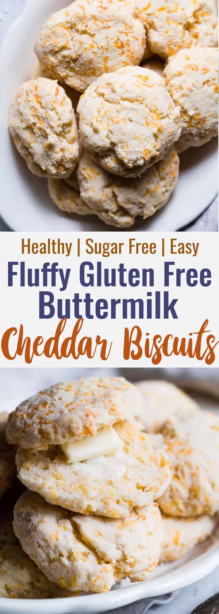 Gluten Free Buttermilk Cheddar Biscuits - These biscuits are SO flaky, soft and buttery that you won't believe how easy they are! These are hands down the BEST gluten free biscuits! | #Foodfaithfitness | #Glutenfree #Healthy #Biscuits #Sugarfree