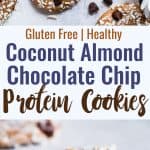 Almond Chocolate Chip Coconut Protein Cookies - This EASY protein cookie recipe use almond butter to make them extra soft and chewy! You will never know these are gluten free, healthy and packed with protein! | #Foodfaithfitness | #Glutenfree #Healthy #Cookies #Coconut #ChocolateChip