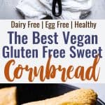 Easy Sweet Vegan Cornbread with Applesauce - This is the BEST gluten free, dairy free, egg free and vegan cornbread recipe! It's perfectly sweet, dense and SO chewy, you will never believe it's healthy and SO easy to make! | #Foodfaithfitness | #Glutenfree #Vegan #Dairyfree #Eggfree #Cornbread