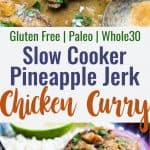 Whole30 Slow Cooker Jerk Chicken Curry - This crock pot jerk chicken curry is a CRAZY easy, weeknight dinner that is BIG on Island flavor! It's gluten free and paleo/whole30 compliant but it does not taste healthy AT all! Makes the BEST leftovers! | #Foodfaithfitness | #Glutenfree #Paleo #Whole30 #Dairyfree #Slowcooker