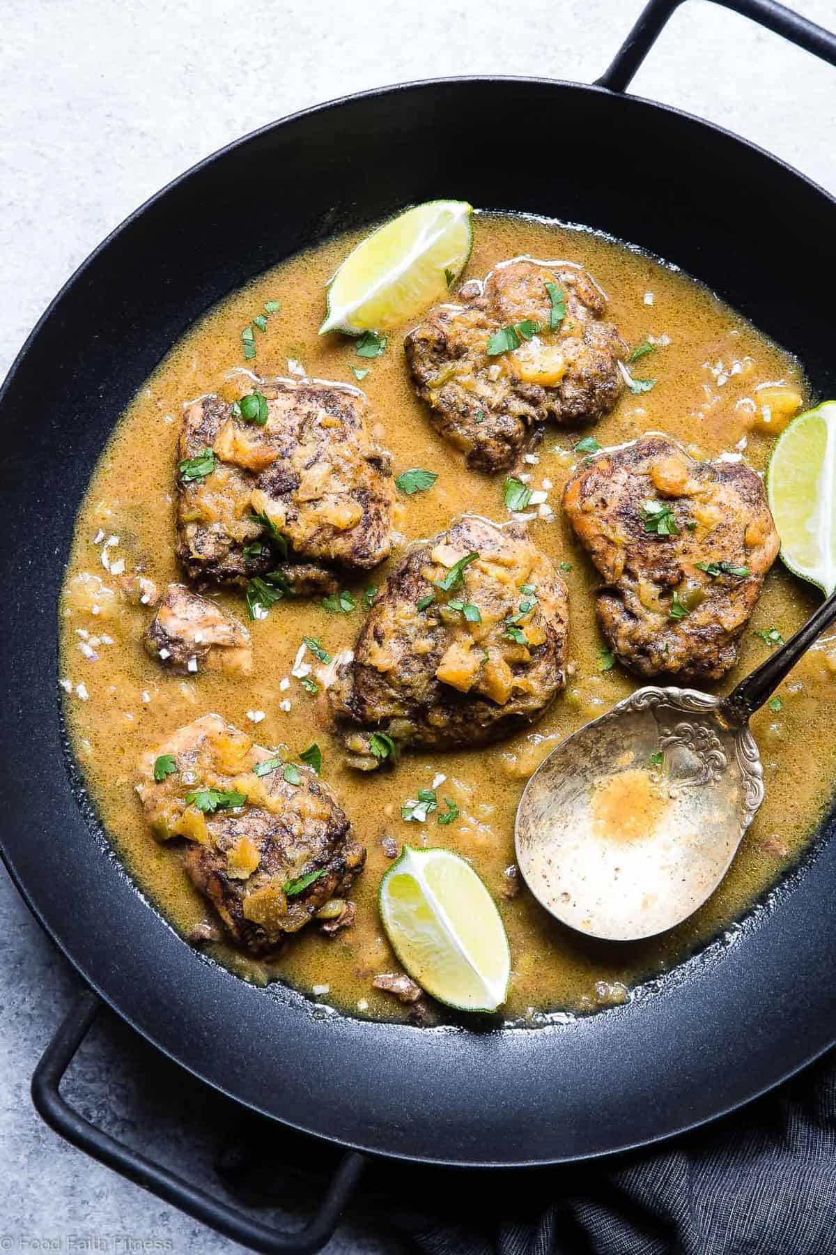 Whole30 Crock Pot Jerk Chicken Curry - This crock pot jerk chicken curry is a CRAZY easy, weeknight dinner that is BIG on Island flavor! It's gluten free and paleo/whole30 compliant but it does not taste healthy AT all! Makes the BEST leftovers! | #Foodfaithfitness | #Glutenfree #Paleo #Whole30 #Dairyfree #Slowcooker