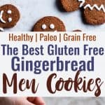 Gluten Free Paleo Healthy Gingerbread Cookies - These gingerbread cookies are perfectly spicy, sweet and crispy! An easy, delicious holiday cookie that no one will know are healthy and gluten/grain/dairy/refined sugar free! | #Foodfaithfitness | #Glutenfree #paleo #Gingerbread #healthy #dairyfree