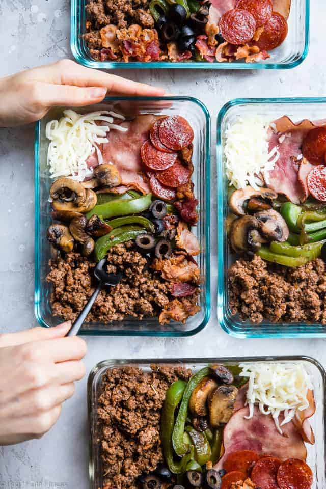 Keto Low Carb Pizza Meal Prep Bowls 